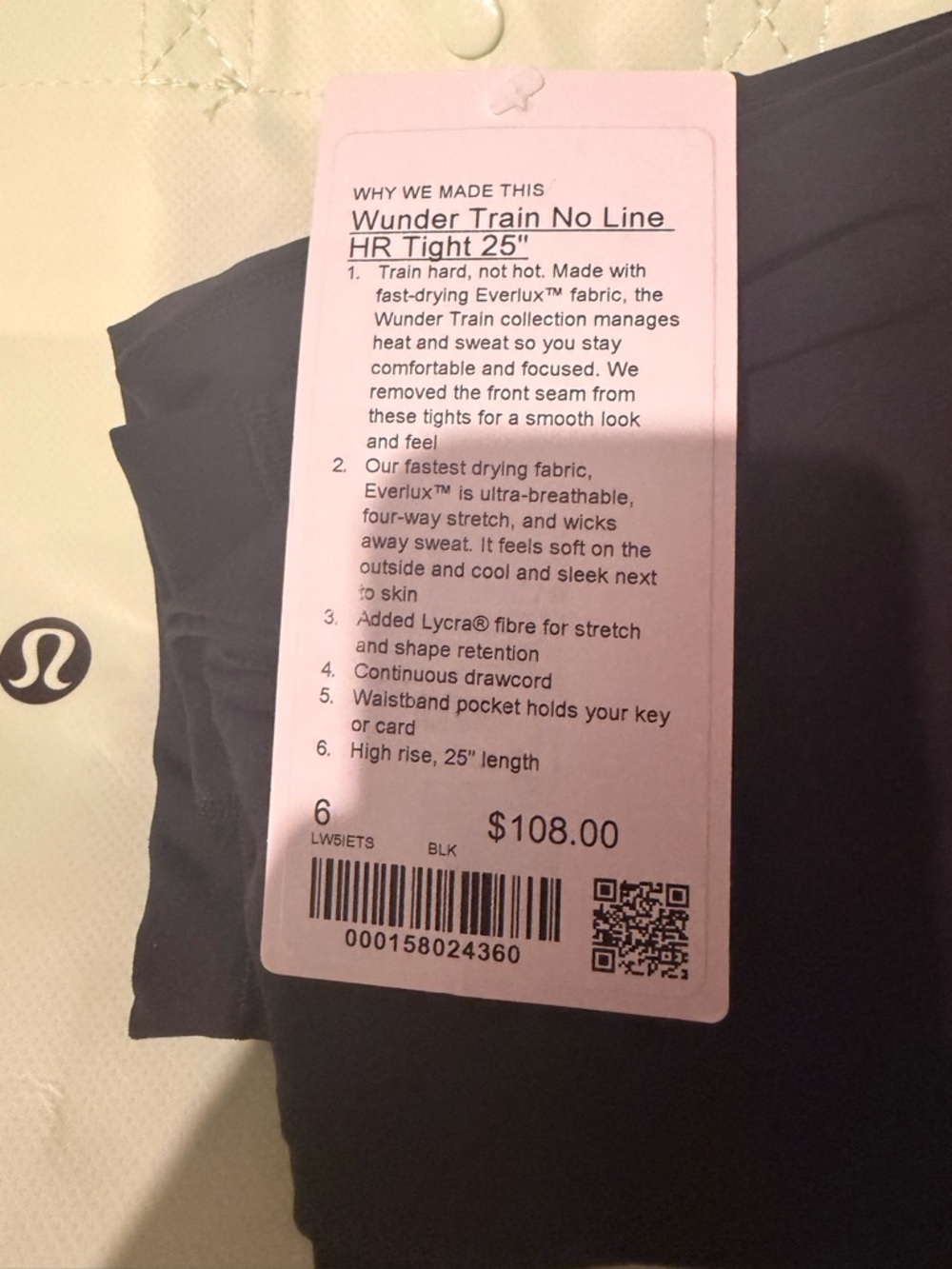 lululemon Wunder Train No Line HR Tight 25" - Black